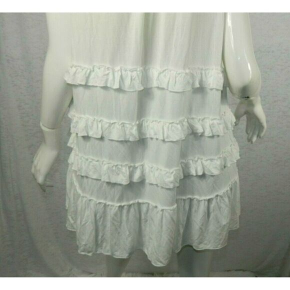 Pol Clothing Cardigan White Open Front Sleeveless Ruffle Cotton - Picture 5 of 7